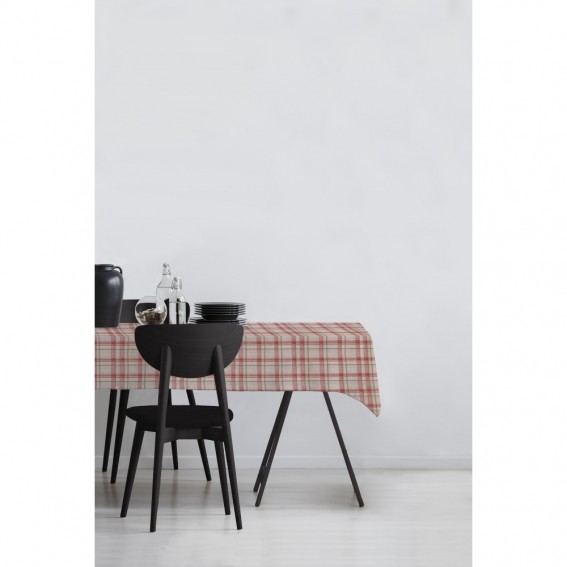 Fata de masa musama, 120cmx160cm, model carouri rosii, bej, PVC, Gemitex