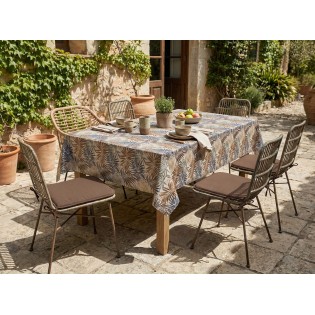 Set fata masa musama (120x160 cm) + 4 perne scaun (40x40 cm), frunze palmier, maro, Gemitex