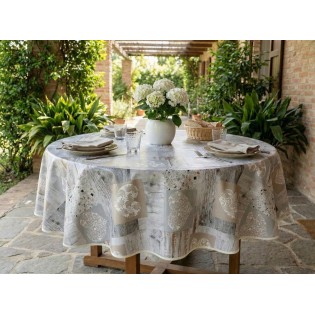 Fata de masa musama rotunda, inimioare, 140cm, gri, PVC, Dolce Vita