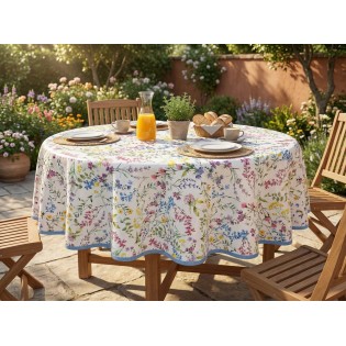 Fata de masa musama rotunda, model floral, 160cm, multicolor, PVC, Dolce Vita