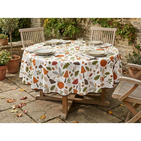 Fata de masa musama rotunda, ciuperci, 140cm, multicolor, PVC, Dolce Vita