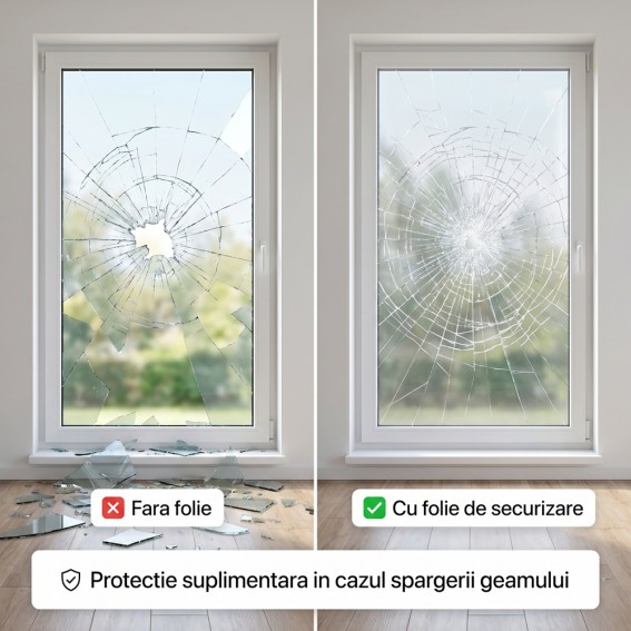Folie securizare geam, autoadeziva, transparent, 92cmx2m, Windhager, Splinter