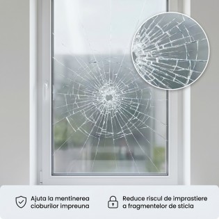 Folie securizare geam, autoadeziva, transparent, 92cmx2m, Windhager, Splinter