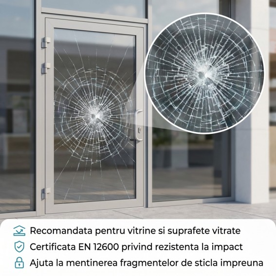 Folie securizare geam, autoadeziva, transparent, 92cmx2m, Windhager, Splinter