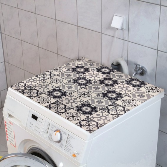 Protectie masina de spalat, 60x60cm, faianta in stil marocan, albastru, spuma vinil
