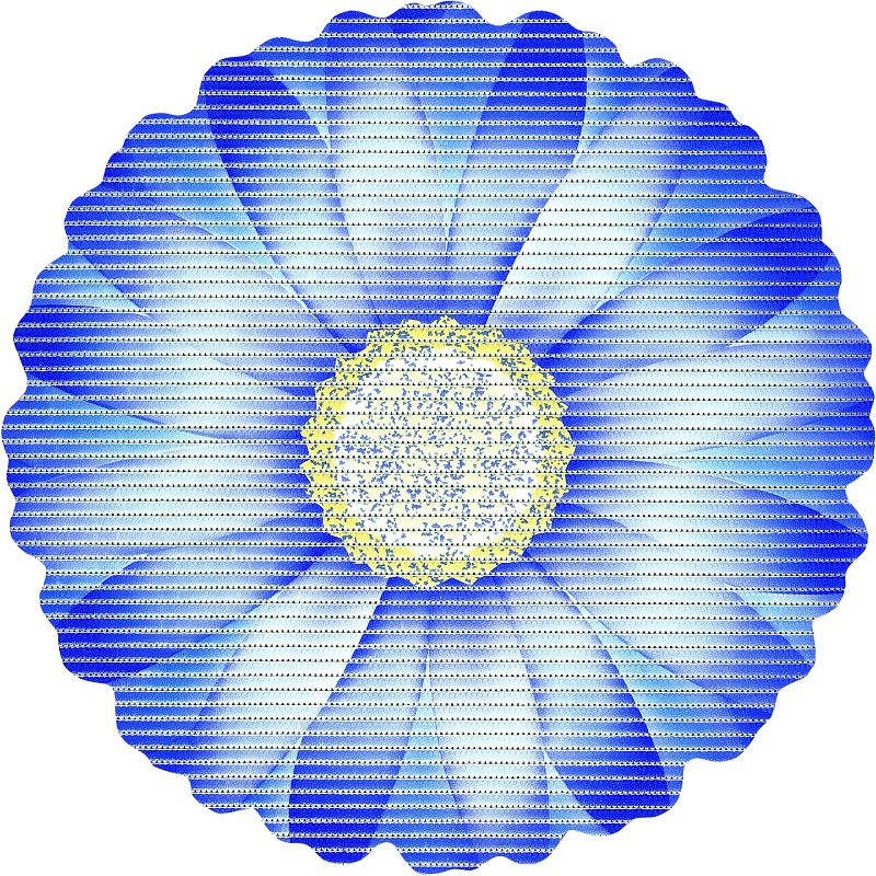 Covoras baie Friedola, model floare / margareta, albastru, antiderapant, spuma PVC, diametru 67cm, Cod 77723.5