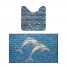 Covorase baie antiderapante, set 2 buc, 48x80cm + 48x48cm, model delfini, 3D, albastru, spuma PVC, Dolphin