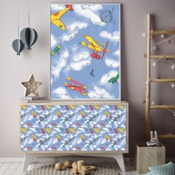 Autocolant camera copii Gekkofix Aeroplane, multicolor, 45cmx15m