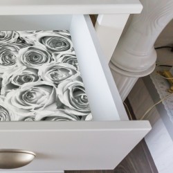 Autocolant Gekkofix Roses White Grey, model trandafiri, gri/alb,  45cmx15m