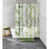 Perdea dus, plastic ecologic, 180x200cm, transparent/verde, model bambus, Bambu