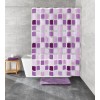 Perdea dus, plastic ecologic, 180x200cm, model patrate, transparent/mov, Sonny