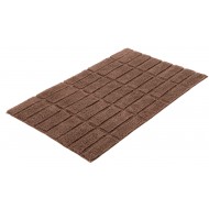 Covoras baie, model geometric, 60x100cm, maro, bumbac reciclat, Tiles
