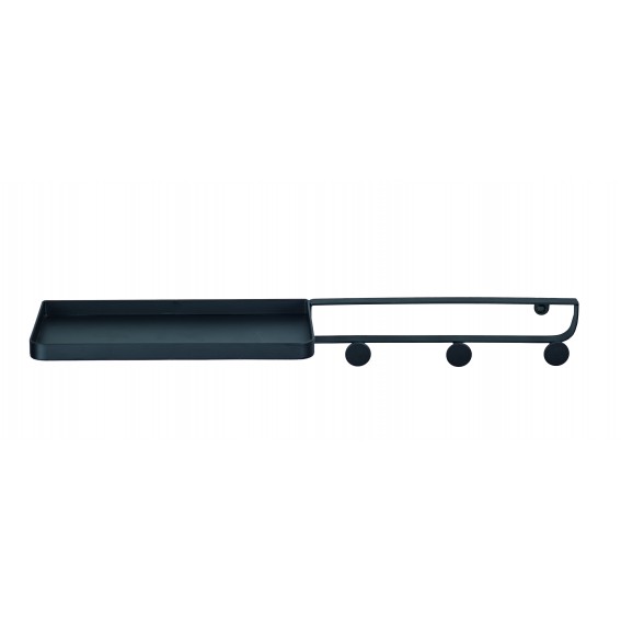 Etajera cu carlige metal, negru, dimensiune 12x50,4x5,2cm