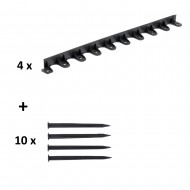 Delimitator gazon, polipropilena reciclata, negru, 100x7x5cm, set 4 bucati + 10 seturi cuie prindere