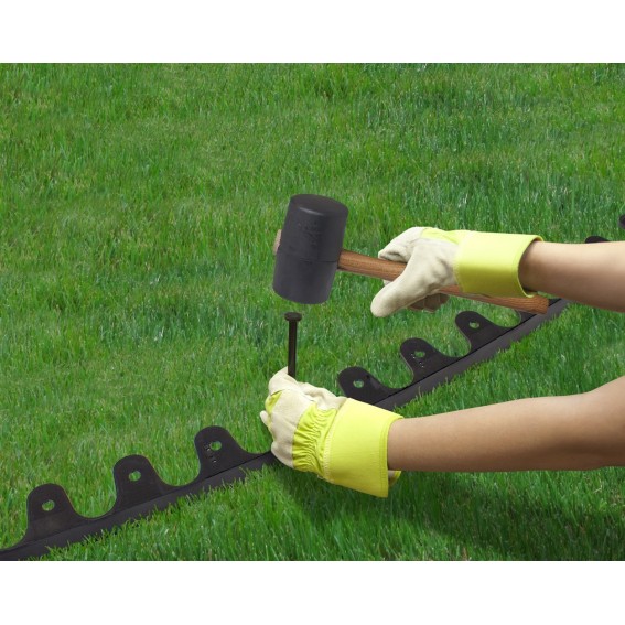Delimitator gazon, polipropilena reciclata, negru, 100x7x5cm, set 4 bucati + 10 seturi cuie prindere