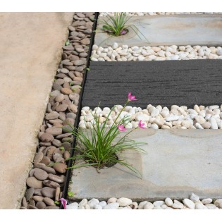 Delimitator gazon, polipropilena reciclata, negru, 100x7x5cm, set 4 bucati + 10 seturi cuie prindere