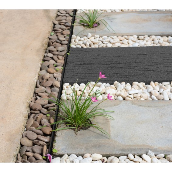 Delimitator gazon, polipropilena reciclata, negru, 100x7x5cm, set 4 bucati + 10 seturi cuie prindere