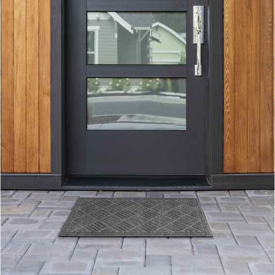 Covoras intrare antiderapant, 45x75cm, gri, cauciuc reciclat, Contours Parquet
