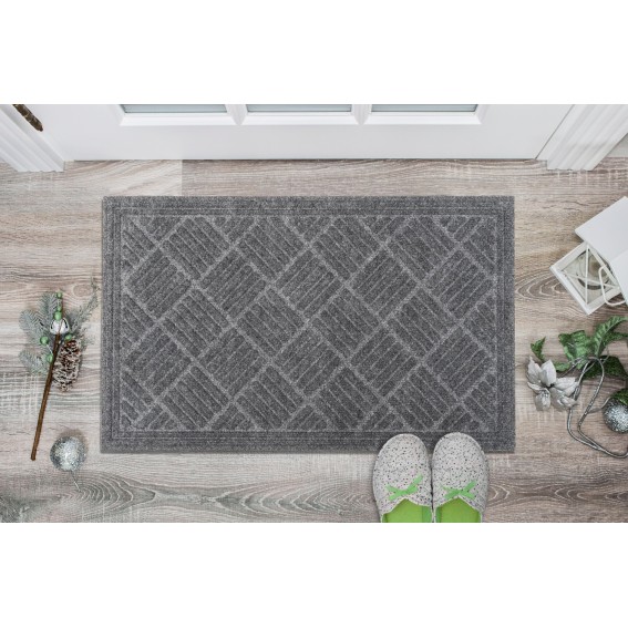 Covoras intrare antiderapant, 45x75cm, gri, cauciuc reciclat, Contours Parquet