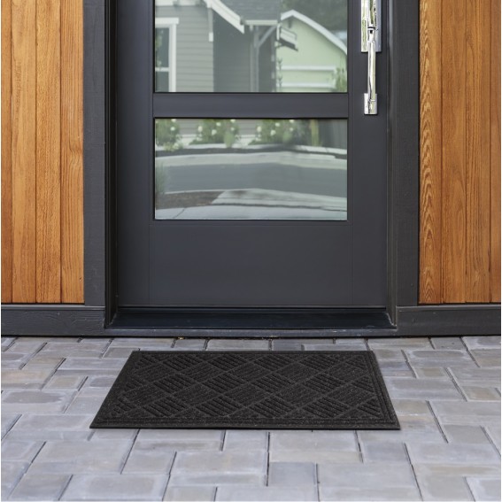 Covoras intrare antiderapant, 45x75cm, gri antracit, cauciuc reciclat, Contours Parquet