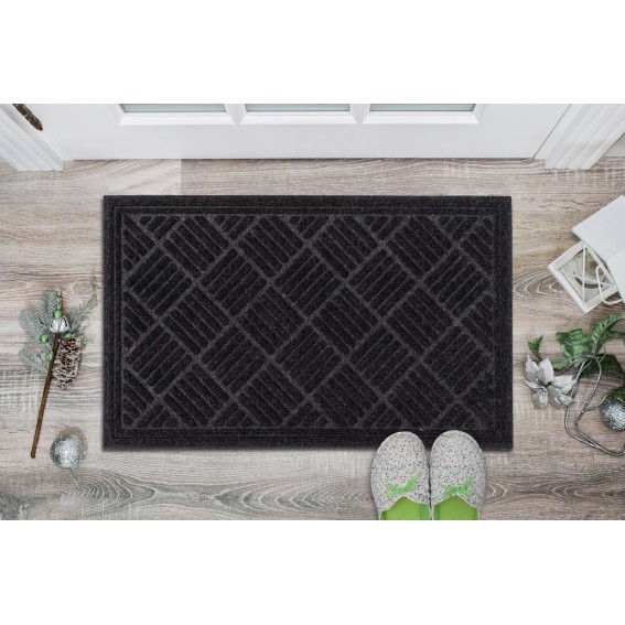 Covoras intrare antiderapant, 45x75cm, gri antracit, cauciuc reciclat, Contours Parquet