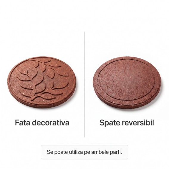 Pas japonez, 45.8x45.8x1.8 cm, reversibil, rotund, frunze maro roscat, cauciuc reciclat