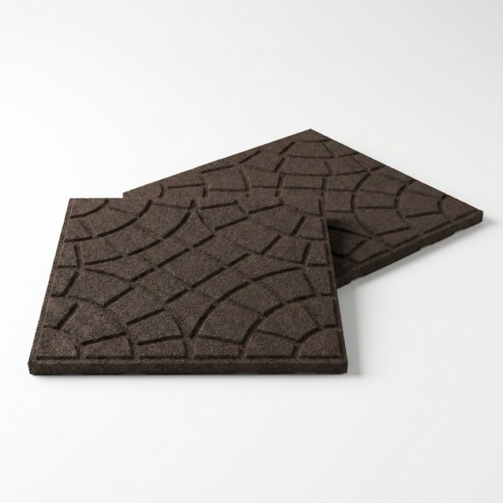 Pavela cauciuc reciclat, 45x45x2.5cm, model geometric, maro, imitatie piatra, Bella Roca