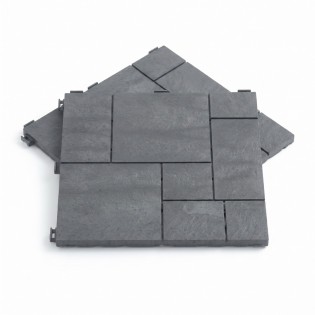 Dale cauciuc si polipropilena reciclate, 30x30cm, gri, imitatie piatra cubica, set 6 buc