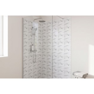 Placi decorative autoadezive perete, marmura, alb/ gri, 30,5x30,5 cm, acoperire 0,55mp, set 6 buc, d-c-Fix