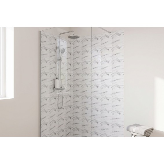 Placi decorative autoadezive perete, marmura, alb/ gri, 30,5x30,5 cm, acoperire 0,55mp, set 6 buc, d-c-Fix