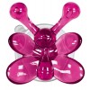 Cuier baie cu ventuza pentru copii,  2 agatatori, forma fluture, roz, set 4 bucati