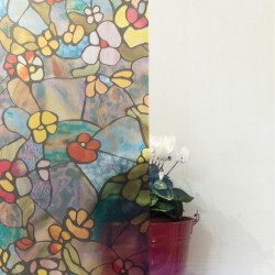 Autocolant vitraliu d-c-Fix Gradina Venetiana, efect geam sablat, model floral, multicolor, 45cmx2m