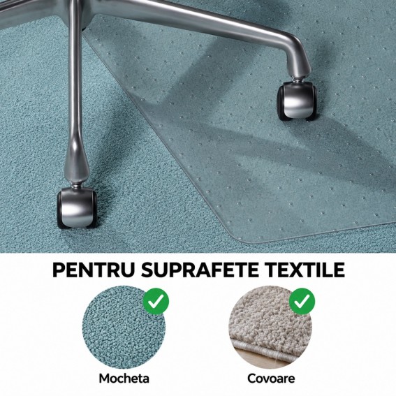 Protectie pardoseala pentru scaun de birou, mocheta si covor, Duragrip Meta, PET, cu zimti de ancorare, transparenta, 90 x 120 cm