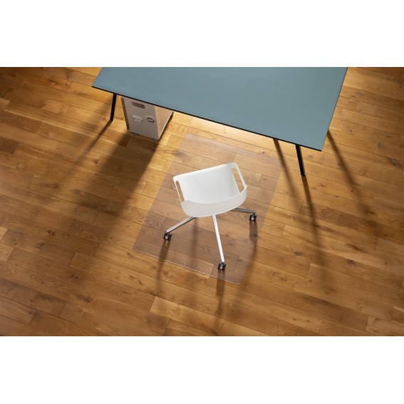 Protectie pardoseala pentru scaun de birou, parchet si suprafete dure, Duragrip Meta, PET, antiderapanta, transparenta, 90 x 120 cm