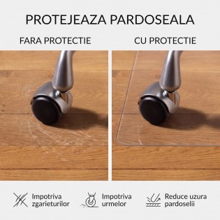 Protectie pardoseala pentru scaun de birou, parchet si suprafete dure, Duragrip Meta, PET, antiderapanta, transparenta, 90 x 120 cm