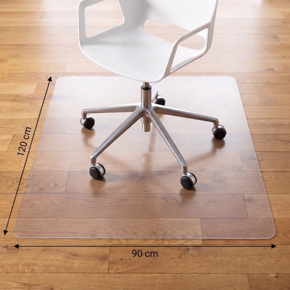 Protectie pardoseala pentru scaun de birou, parchet si suprafete dure, Duragrip Meta, PET, antiderapanta, transparenta, 90 x 120 cm