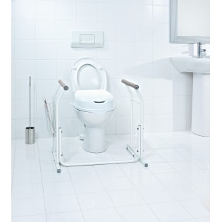 Cadru sustinere mobil toaleta, Ridder, cu cosulet de depozitare, manere antiderapante, alb, sustine max 150 kg, A0110101, Sam