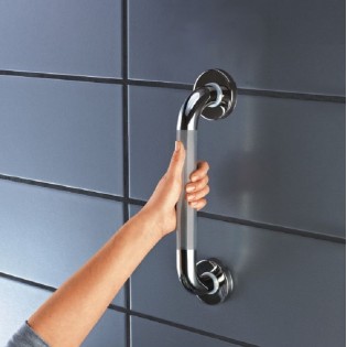 Maner sprijin pentru iesire din cada, Ridder, otel inoxidabil, cromat, cu suprafata antiderapanta, sustine maxim 110 kg, A0013011, Sam S