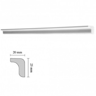 Bagheta polistiren decorativa, alba, 200x2x2.5cm, bax 150 bucati, 300 ml/bax, L25, Decosa