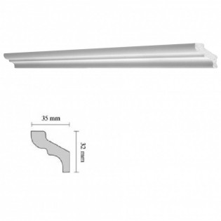 Bagheta polistiren decorativa, alba, 200x3.5x3.2cm, bax 120 bucati, 240 ml/bax, F35, Decosa