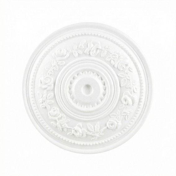 Rozeta polistiren decorativa, model trandafir, alba, diametru 40 cm, bax 6 bucati, GS15-40, Decosa