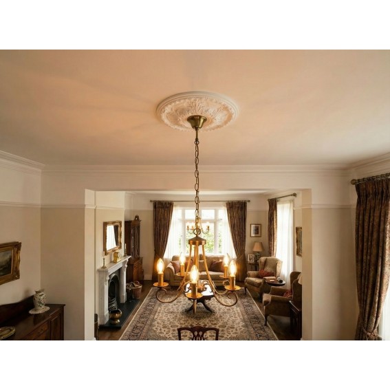 Rozeta polistiren decorativa, model Antik, alba, diametru 61 cm, bax 3 bucati, GS10-61, Decosa