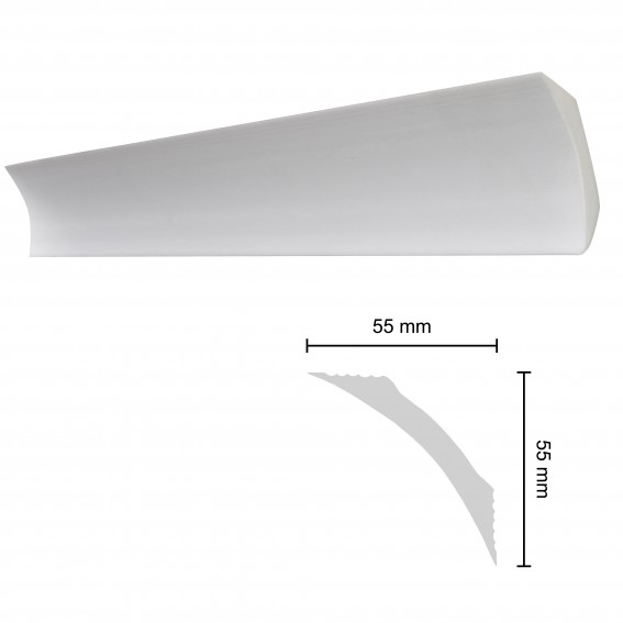 Bagheta polistiren decorativa, alba, 150x5.5x5.5cm, bax 10 bucati, 15 ml/bax, B9, Decosa