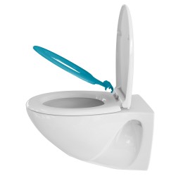 Capac WC Narja, Sanit-Plast, cu reductor pentru copii, inchidere lenta si sistem easy clean, alb / bleu