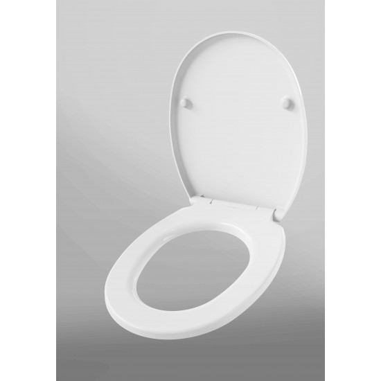 Capac WC cu inchidere lenta si sistem easy clean Sanit-Plast Ronda, duroplast, alb, Cod 021/MWC