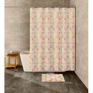 Set covoras baie 60x90cm + perdea dus 180x200cm, multicolor, poliester, Magic