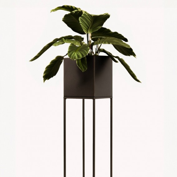 Suport ghiveci flori Lorient S, maro, metal, 19x19x47 cm, cod 111004