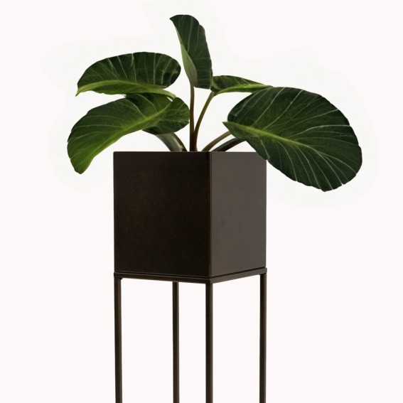 Suport ghiveci flori Lorient S, maro, metal, 19x19x47 cm, cod 111004
