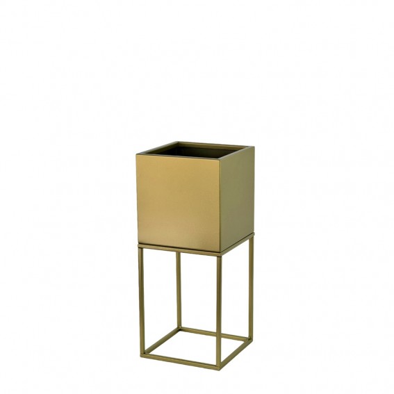 Suport ghiveci flori Lorient S, auriu, metal, 19x19x47 cm, cod 111007