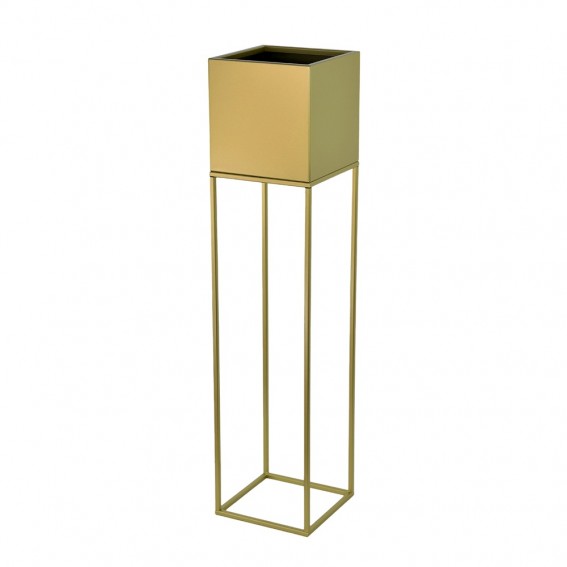 Suport ghiveci flori Lorient L, auriu, metal, 19x19x87 cm, cod 111009